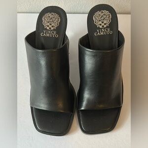 COPY - Vince Camuto Black Mules with Square-Toe Design